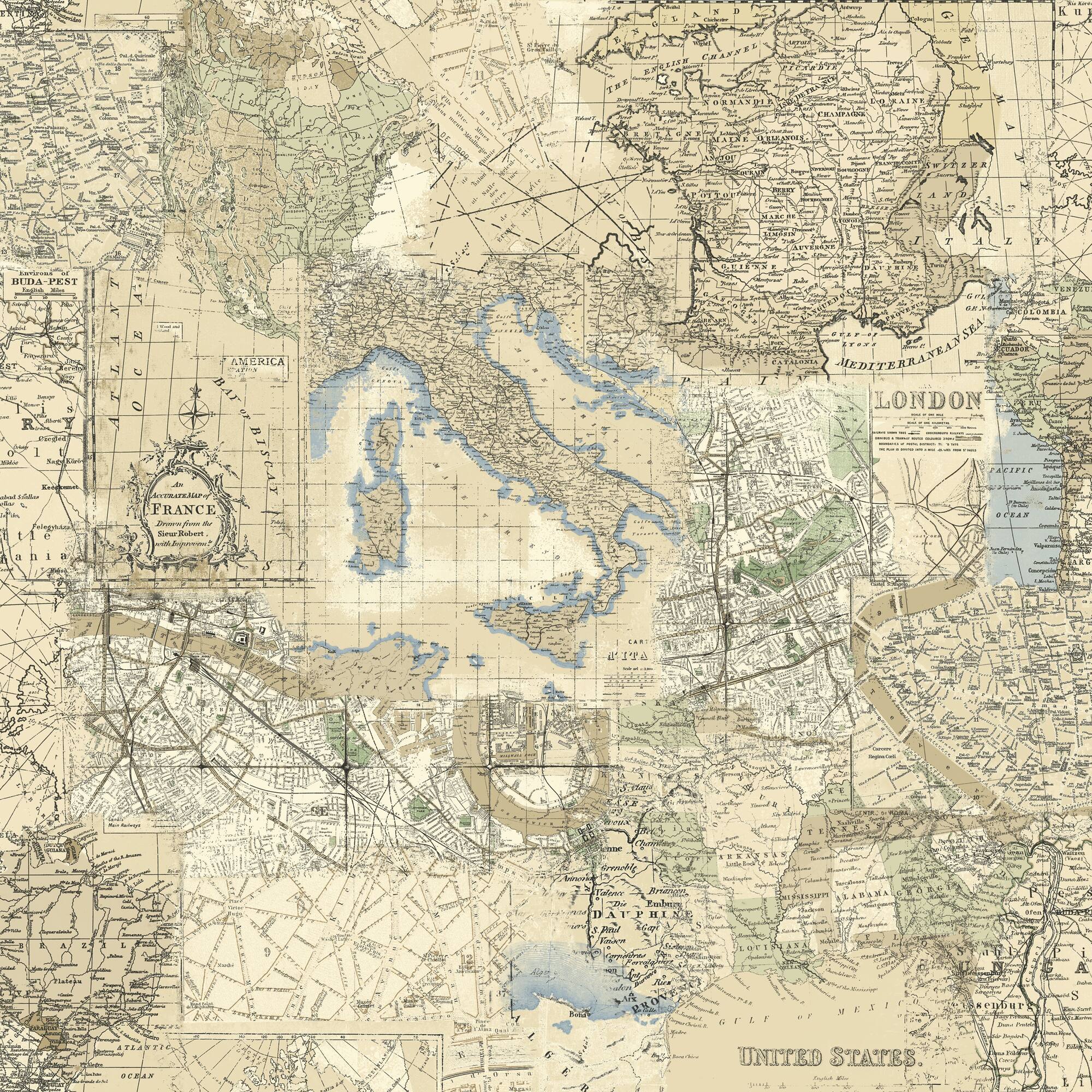 Northcott World Travel Map Cotton Fabric